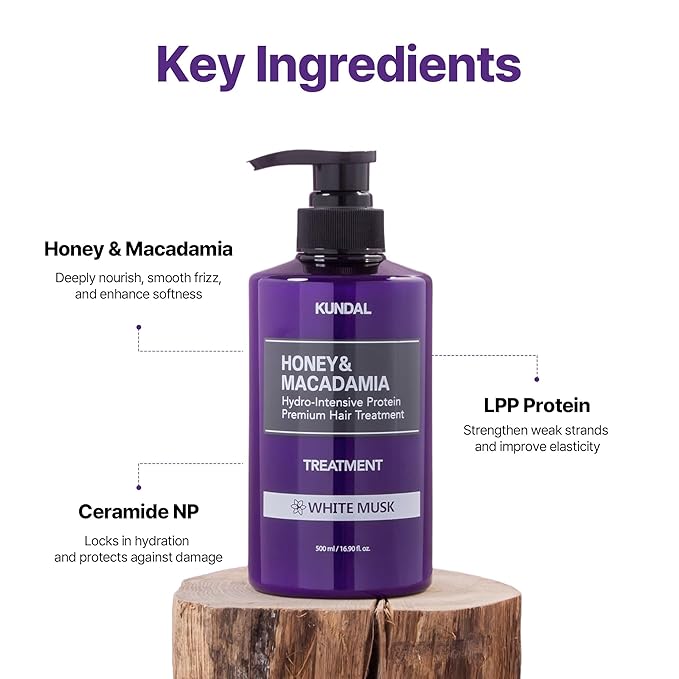 KUNDAL Honey & Macadamia Natural Conditioner, Korean Hair Care Damage Repair, Deep Hydration, Long Lasting Fragrance, with Honey, Argan Oil, Macadamia Oil 16.9fl oz (Cherry Blossom)