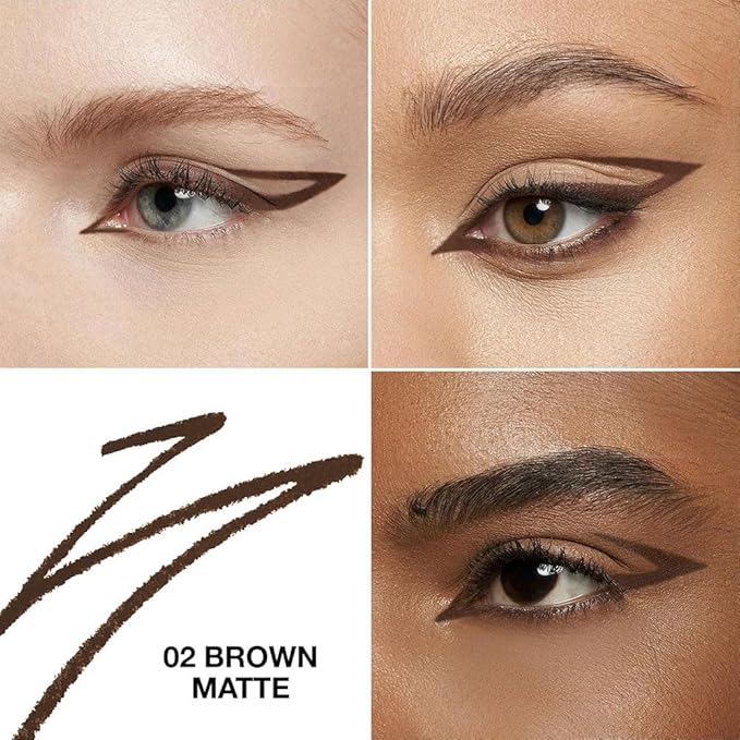 Brown Matte Gel Eyeliner Pencil, Multi-Use Waterline Eyeliner with Sharpener, Sharpenable Eye Liner Waterproof Smudge Proof, High Pigmented Eye Makeup Liners, Vegan & Cruelty-Free 02