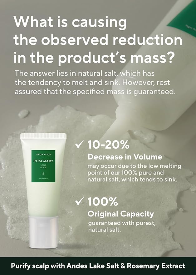 AROMATICA Rosemary Scalp Scrub 5.82oz / 165g, Scalp Treatment, Scalp Exfoliator with Salt Scrub for Oily Scalp, Dandruff, Build Up Remover