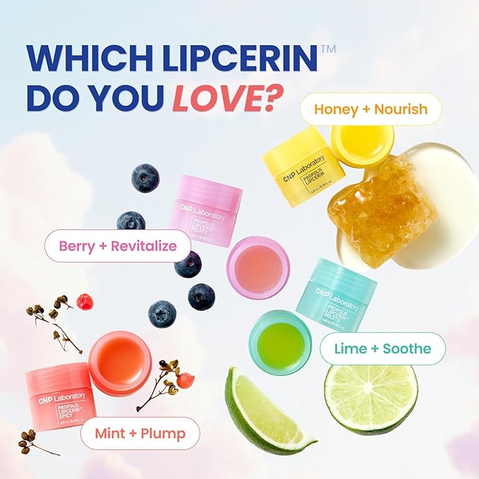 CNP Honey Lip Butter Mini Set – Propolis Lipcerin™ Travel-Size (4 Flavors), Hydrating Overnight Manuka Lip Balm & Mask, 12hrs Long-lasting Moisture, Stocking Stuffers, Gifts for Women