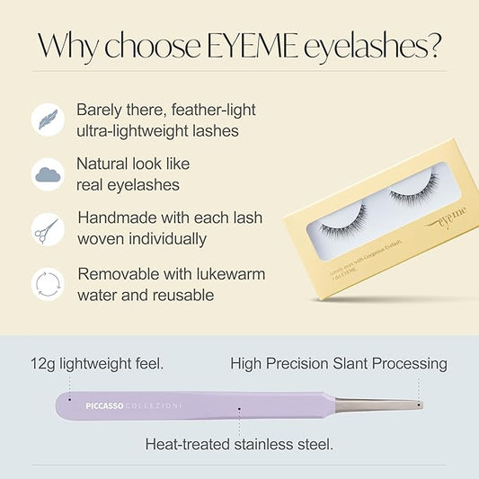 EYEME Eyelash NO.20 – 5 Set Pack with Tweezers, Voluminous False Eyelashes with Dense, Longer Center Fibers for a Bold Eye Look, Easy to Apply, Glue Not Included, K-Beauty