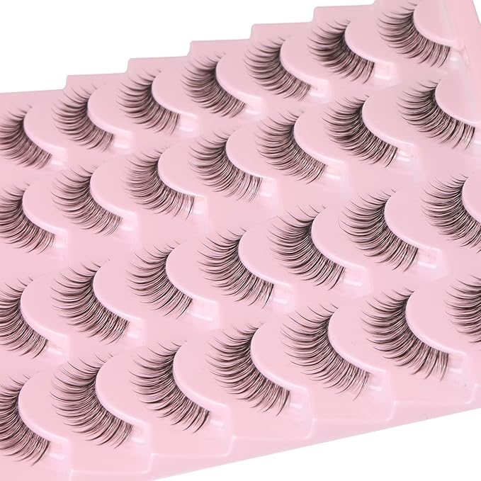 Kiromiro Eyelashes Wispy 10mm False Lashes Natural Look Soft 3D Mink Lashes Short Strip Lashes Pack