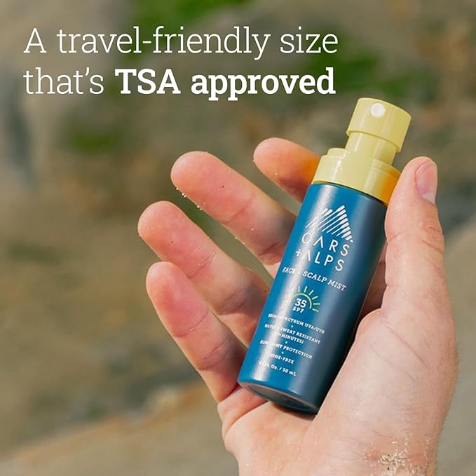 Oars + Alps Face & Scalp Sunscreen Spray Mist, SPF 35 Facial & Hair Sunscreen, Protects from Blue Light, Infused with Aloe Vera + Cucumber, Water & Sweat Resistant, Summer Splash Scent, 2pk