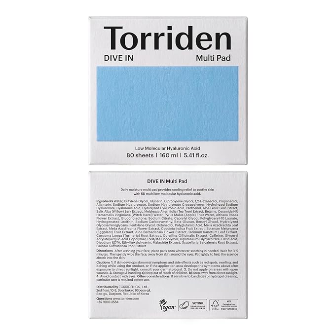 Torriden DIVE IN Multi Pad (80 pads) | Serum infused Facial Pads for Cooling, Soothing, Hydrating Spot Masking | Hyaluronic Acid, Panthenol, Allantoin