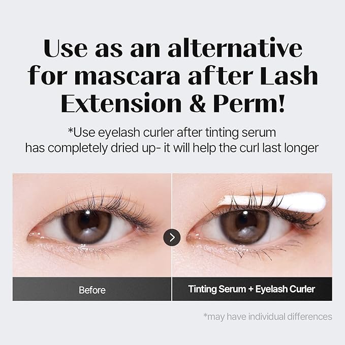 COSNORI Eyelash Tinting Serum 01 Deep Black - Korean Eyelash Boost Tinted Serum – Eyebrow Growth Enhancer for Longer and Thicker – Lash Perm Essential - Vegan, Irritation Free 0.3 fl.oz / 9g (Black)