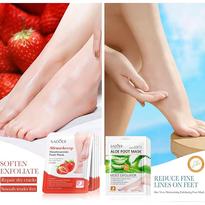 Foot Masks Moisturizing Socks - Moisturizes Tired, Dry & Cracked Feet, Exfoliating Hydrating Foot Mask - Dry Skin Solution - Moisturizing Foot Treatment- All Skin Types - 11Pairs