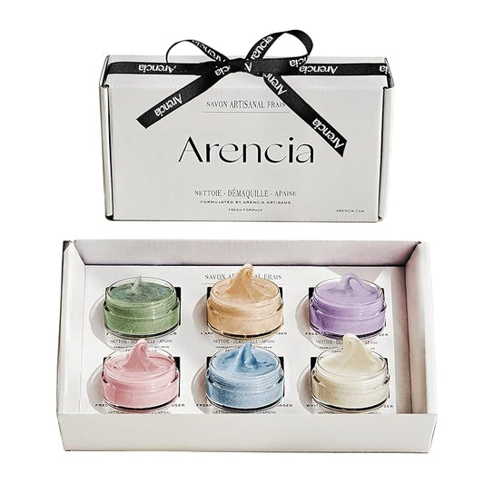 Arencia Rice Mochi Facial Cleanser Gift Set, 6 Varieties, 0.52 oz each - travel size, Korean skin care, holiday gift set, Stocking stuffers