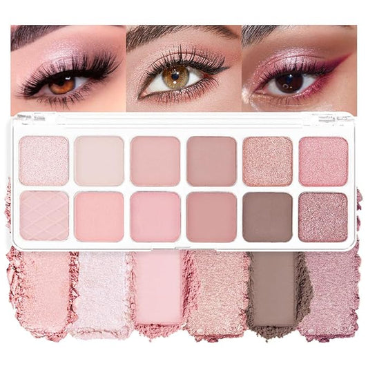 AMY'S DIARY 12Color Light Pink Purple Eyeshadow Palette, Long-Lasting, and Highly Pigmented. Elevate Your Eye Makeup– Unleash Your Unique Style (07#)