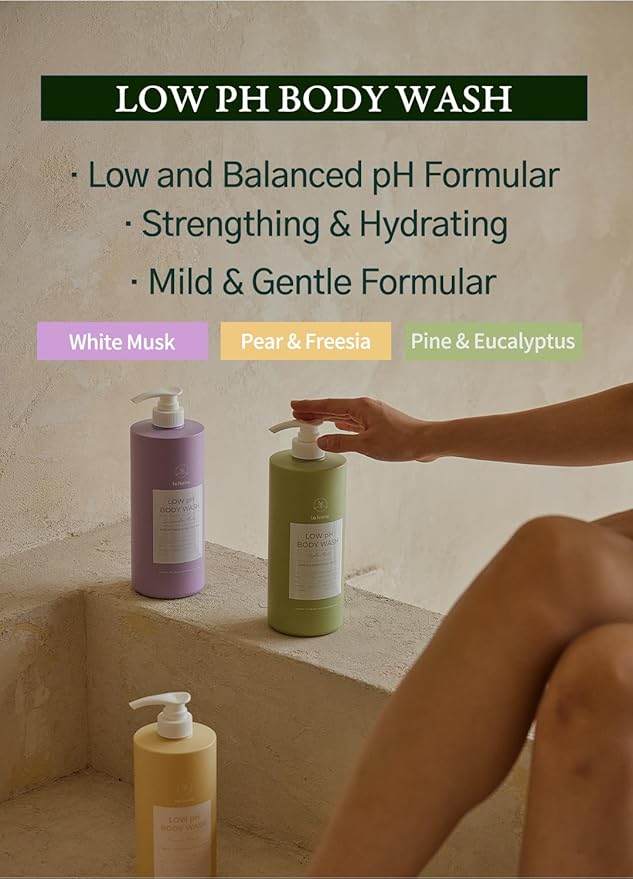 laferme Low pH balanced Gentle Korean Body Wash with Natural & Organic Ingredients, Hypoallergenic for Sensitive Skin, Moisturizing & Hydrating for Dry Skin, For Women & Men, 33 Fl Oz, Pear & Freesia