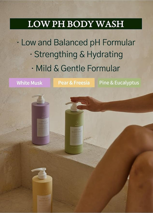 laferme Low pH balanced Gentle Korean Body Wash with Natural & Organic Ingredients, Hypoallergenic for Sensitive Skin, Moisturizing & Hydrating for Dry Skin, For Women & Men, 33 Fl Oz, Pear & Freesia