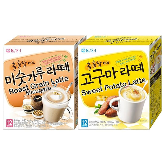 Damtuh Instant Sweet Potato Latte + Roast Multigrain Misugaru Latte (Pack of 2) - Coffeine Free Meal Coffee Replacement