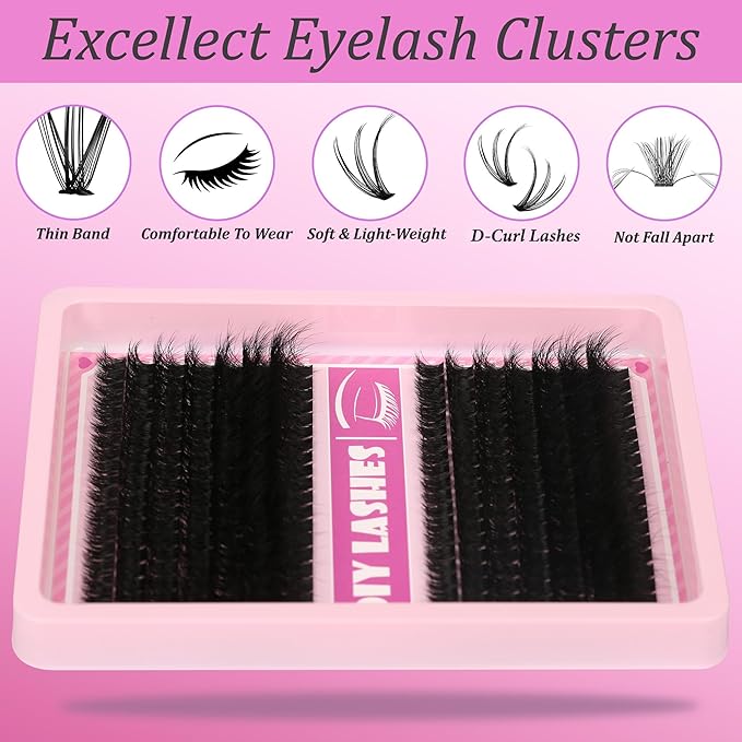 Gmagictobo Lash Clusters C Curl Lash Clusters Kit Lashes Clusters 280 Pcs Individual Eyelash Clusters DIY Lash Extension Kit for Self Application (9-18MM) Mix Lash Glue and Tweezers