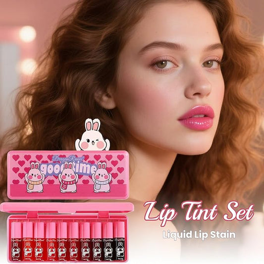 10 Colors Lip Tint Stain Set, Korean Lip Gloss Set, Watery Mini Liquid Lipstick Long lasting, Lightweight, Multi-Use Lip and Cheek Tint, High Pigment, Vivid Color Lip Makeup