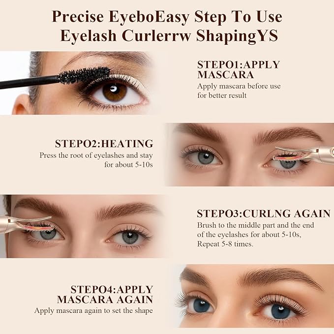 Heated Eyelash Curlers, 2 in 1 Electric Eyelash Curler and Eyebrow Trimmer 2 Temp Settings for Makeup Tools USB Rechargeable Natural Curling 24H Long Lasting Ideal Gift for Women