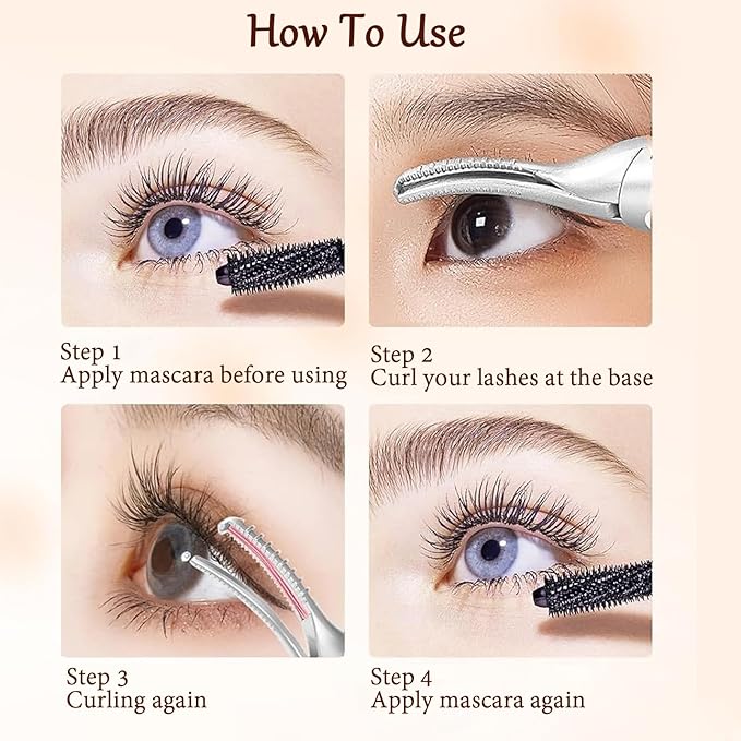 2 in 1 Heated Eyelash Curlers and Eyebrow Trimmer for Women, Electric Eyelash Curler with 2 Temperature Modes Anti-Burn USB Rechargeable Heated Eyelash Curler, Ideal Gift for Women HE88