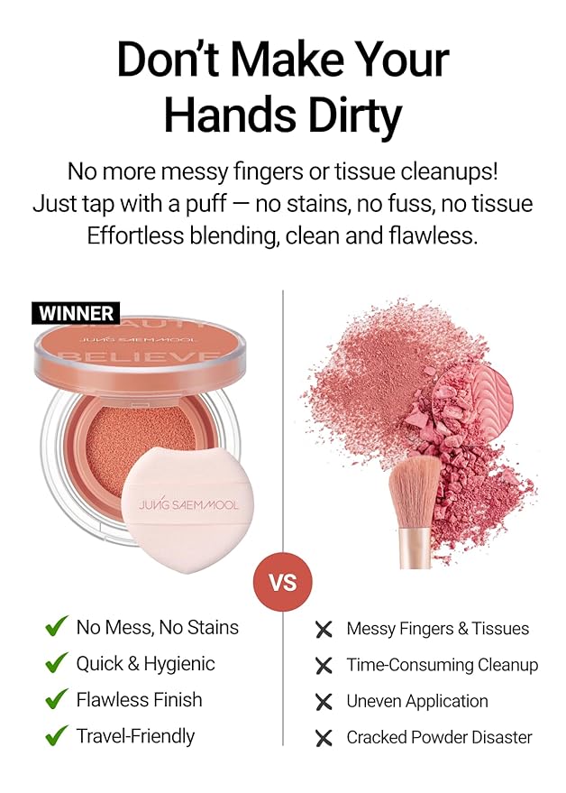JUNGSAEMMOOL Artist Cushion Blush (Plop Berry) | Easy to Blend, Lightweight, Hydrating Korean Makeup Cushion Blush for Dewy & Glowing Cheeks