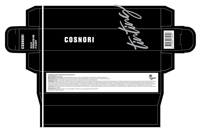 COSNORI Eyelash Tinting Serum 01 Deep Black - Korean Eyelash Boost Tinted Serum – Eyebrow Growth Enhancer for Longer and Thicker – Lash Perm Essential - Vegan, Irritation Free 0.3 fl.oz / 9g (Black)