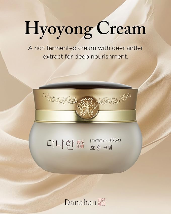 Hyoyong Cream Korean Traditional Herbal Fermented Face Moisturizer Anti-Aging Formula with Royal Jelly, Lecithin for Firmness Elasticity Intensive Nourishing, 1.69 oz.