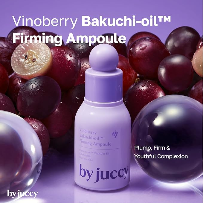 By Juccy Vinoberry Bakuchi-oil 30,000 ppm Firming AmpouleㅣWrinkle-Softening & Texture-Perfecting | Bakuchiol, Viniferatrol, Peptides, Cica | Skin ElasticityㅣKorean Skincare | By Juicy | 1.01 Fl.oz