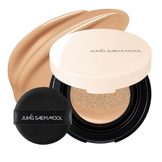 JUNG SAEM MOOL [ Mini ] Essential Skin Nuder Cushion Mini 25W Latte 0.17 Fl Oz, Natural Radiant Finish Cushion Foundation with Buildable Coverage, Lightweight Texture, Korean Foundation Makeup