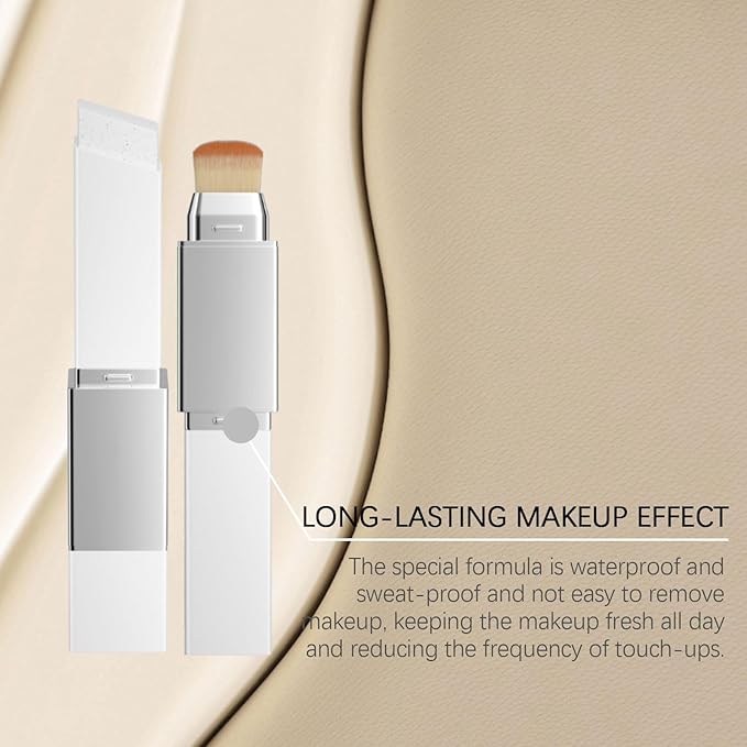 New Blanc Cover Cream Stick V - Color Changing Foundation Stick - Hydrating Concealer Base Makeup, Dual-Ended with Built-in Brush, Portable for Daily Use (Ivory White)