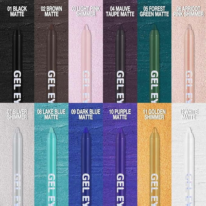 Brown Matte Gel Eyeliner Pencil, Multi-Use Waterline Eyeliner with Sharpener, Sharpenable Eye Liner Waterproof Smudge Proof, High Pigmented Eye Makeup Liners, Vegan & Cruelty-Free 02