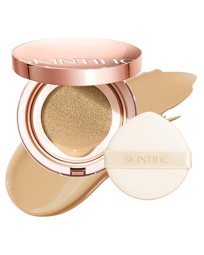 Full Coverage Cushion Foundation, Weightless, Skin Fit, Satin Glow Finish, Oil-Control Waterproof Foundation, Sweatproof Flawless BB Cream CC Korean Makeup,Tattoo Cover Up, Buildable(#28N Oat)