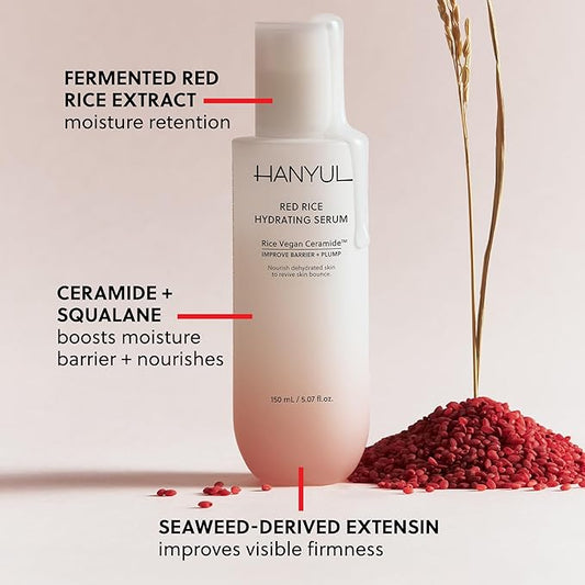 HANYUL Red Rice Hydrating Serum with Vegan Ceramide | Korean Skincare for Deep Hydration, Radiant Skin Glow, Firming & Barrier Support, Slow Aging 5.07 fl. oz.