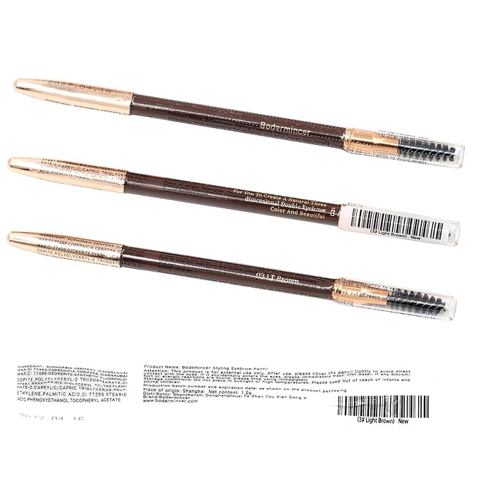 BODERMINCER 1pcs Eyebrow Pencil Longlasting Waterproof Durable Liner Eyebrow 5 Colors to Choose (3# Light Brown)