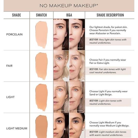 No Makeup Makeup Long-Lasting Lightweight Foundation & Brush Duo | Cruelty-Free, Fragrance-Free, Buildable, Transfer-Proof Makeup (Light Medium)