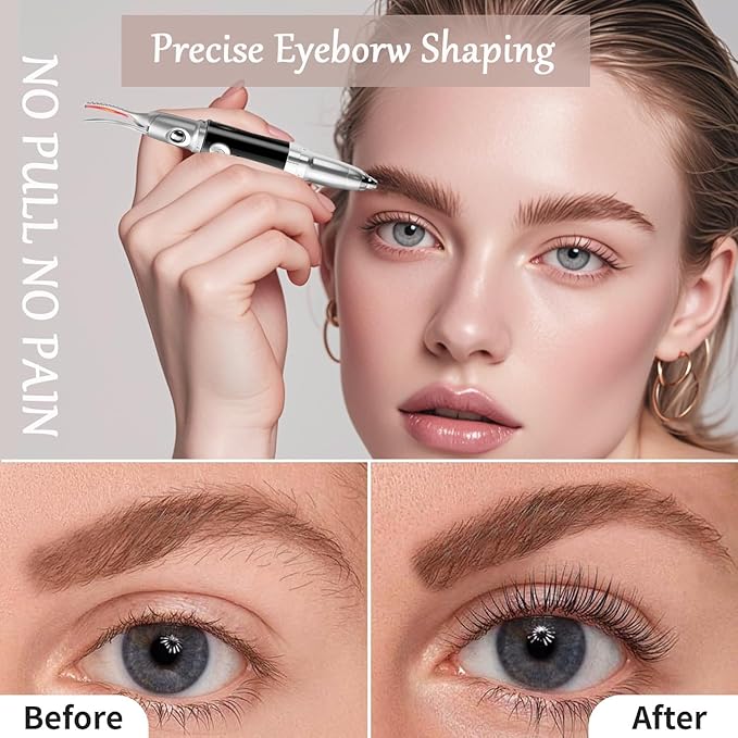 2 in 1 Heated Eyelash Curlers and Eyebrow Trimmer for Women, Electric Eyelash Curler with 2 Temperature Modes Anti-Burn USB Rechargeable Heated Eyelash Curler, Ideal Gift for Women HE88