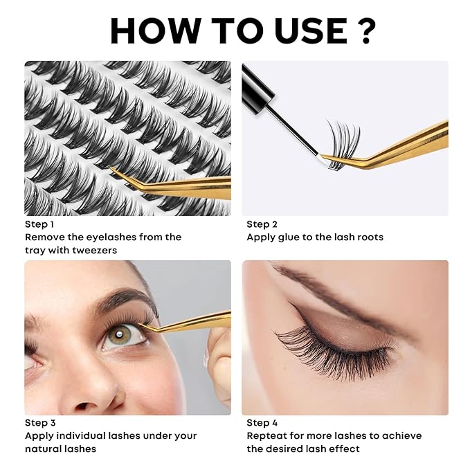 Individual Lashes, Lash Clusters, 280 Pcs 30D Individual Lash Extensions, Natural Soft Lightweight Reusable DIY Eyelash Extensions, Thickness 0.07mm C Curl False Eyelashes (30D 8-16mm)…