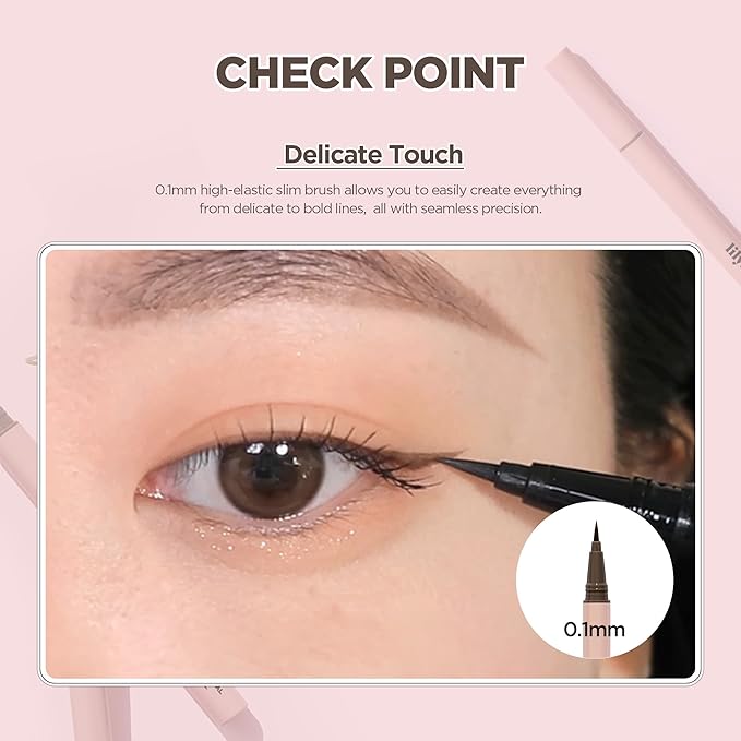 lilybyred AM9 to PM9 Survival Penliner Natural | Korean Soft Ash Tone Liquid Eyeliner, 0.1mm Ultra-Fine Brush, Quick-Dry, Smudge-Proof, Layerable Ash Pigment, Buildable Color, 0.035 oz. (02 Ash Brown)