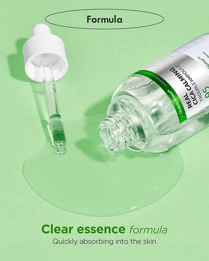 WELLAGE Real Cica Calming Trouble Ampoule - Korean Skincare Soothing Serum, Madecassoside Centella Asiatica Panthenol Niacinamide, Relief Redness, Sebum Control, Improves Blemishes, 1.69 fl.oz.