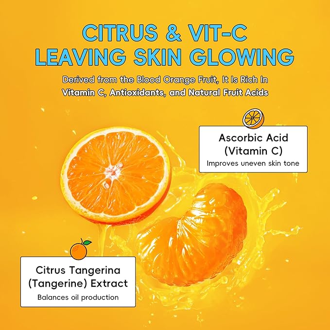 Citrus Vitamin C Skin Care Set, K-Beauty Skincare for Women Teens Girls- Gift Set with Cleanser, Toner, Eye Cream, Moisturizer, Facial Mask *2, Facial Skincare Product, Travel Set, for Oil Skin Type