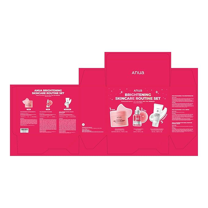 ANUA BRIGHTENING Niacinamide Skincare Routine Set (Amazon Exclusive Set), Niacinamide Serum & Toner Pad & Face Moisturizer, Skin clarity, Moisture barrier for Daily care, Korean Skincare Set