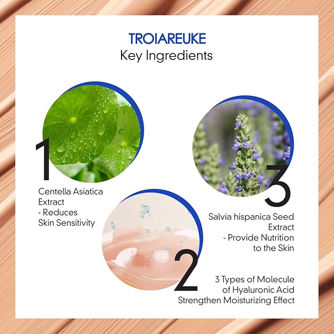 TROIAREUKE Aesthetic BB Cream H+ Formula SPF40+ PA++, Lightweight Blemish Balm, Tinted Moisturizer with Medium Coverage, Lasting Foundation Makeup Base for Dry Skin | Korean Beauty Makeup