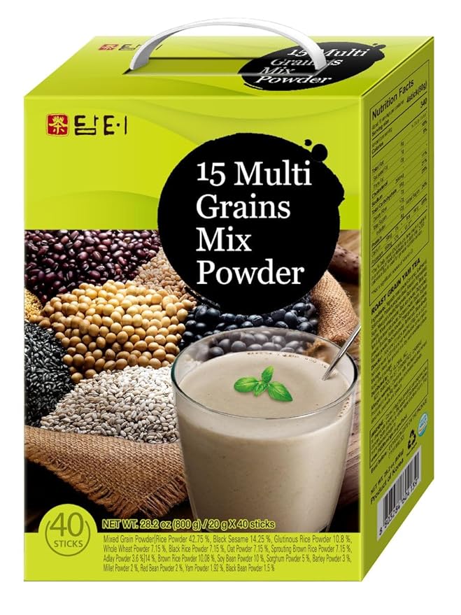 DAMTUH 15 Grains Mixed Powder and Super 12 Grains Mixed Powder Misugaru Meal Replacement Shake Bundle Pack 40 Counts (Pack of 2)