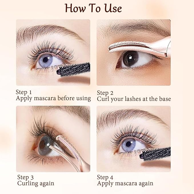 2 in 1 Heated Eyelash Curlers and Eyebrow Trimmer for Women, Electric Eyelash Curler with 2 Temperature Modes Anti-Burn USB Rechargeable Heated Eyelash Curler, Ideal Gift for Women (Gold)