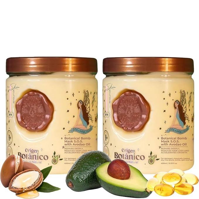 Aftercare for Ritual Botánico Keratina Orgánica | Treatment to Straighten, Repair and Relax Hair | Natural, Organic & Vegan | Product of Colombia | Mascarilla Bomba, 400 ml/13.52 Fl Oz (2 Count)