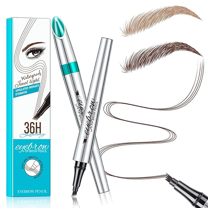 Microblading Eyebrow Pencil, Eyebrow Pen with an Upgrade Micro-Fork Tip Applicator, Waterproof Long-Lasting Microblading Brow Pen, Brow Pencil for Natural Looking Brows Makeup, Dark Brown, 1Pcs