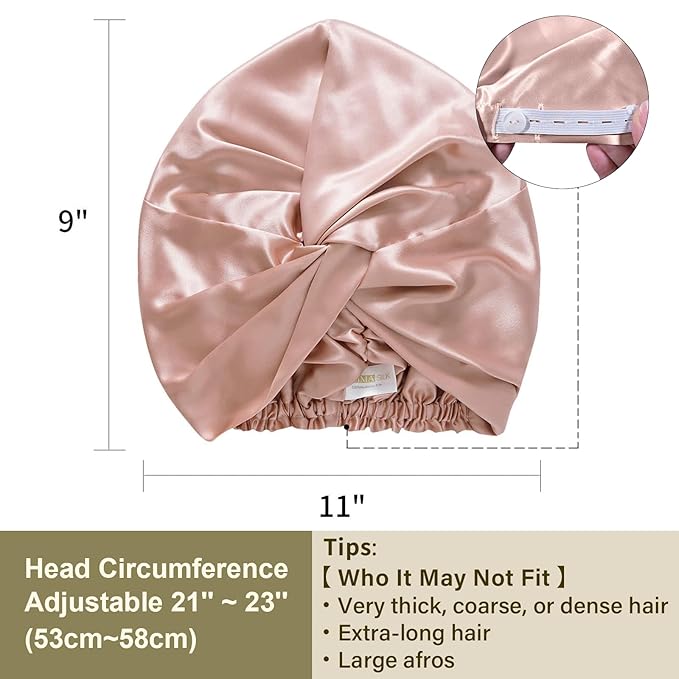 ZIMASILK 100% 22 Momme Mulberry Silk Bonnet for Sleeping Women, Breathable Silk Hair Wrap for Premium Hair Protection - Reducing Friction (1Pc, Blush Pink)