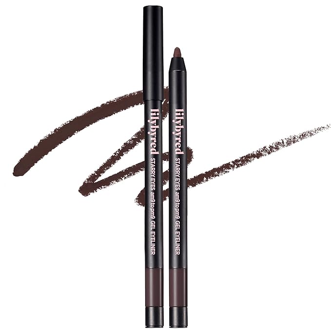 lilybyred Starry Eyes Am9 to Pm9 Gel Eyeliner | Korean Gel Eyeliner, Intense Color Payoff, Creamy Formula, Easy Blending, Built-in Sharpener, Smudge-Proof, Long-Lasting, 0.017 oz. (18 Hazy Brown)