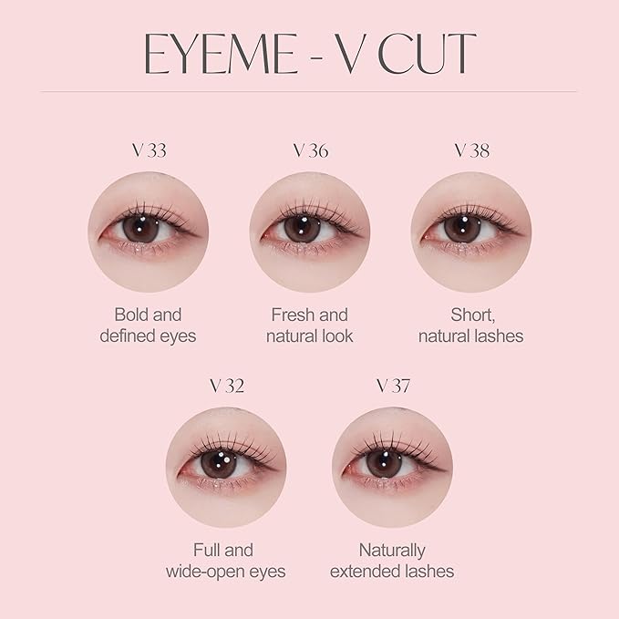 EYEME Cutting Eyelash NO.V32 – 5 Set Pack, Customizable Cluster Lashes with Layered Short & Long Fibers for a Soft, Romantic Look, Lightweight & Flexible, K-Beauty