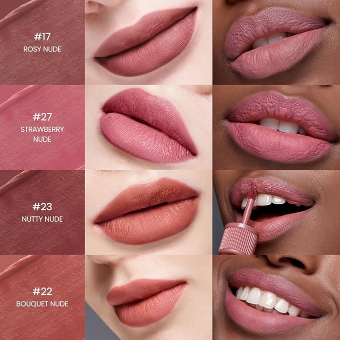 Peripera Ink the Velvet Lip Tint - High Pigment Color, Longwear, Weightless, Not Animal Tested, Gluten-Free, Paraben-Free (17 ROSY NUDE)