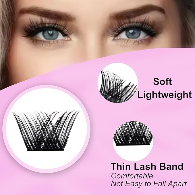 Lash Clusters Individual Lashes D Curl 8-16MIX 0.07 112pcs Cluster Lashes SENROCC Volume Wispy Lash Extension Soft Comfortable Easy DIY at Home (Z12-0.07D-8-16)