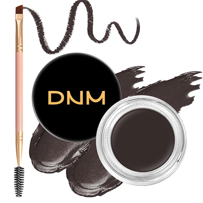 Eyebrow Pomade Kit with Dual-ended Eyebrow Brush, Water and Stain Resistant High Pigment Pomade, Corrects Brow Imperfections for Natural Long-lasting Brow Makeup (01# Ebony)