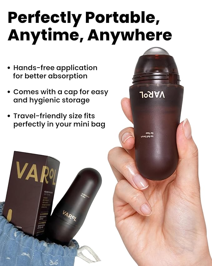 Ice Roll Serum - Cooling Serum with Face Massager Roller for Under Eye Bags, Puffiness, Dark Circles, Bakuchiol & Collagen for Wrinkles, Anti Aging, Firming - Korean Skin Care, 1.69 Fl Oz (50ml)