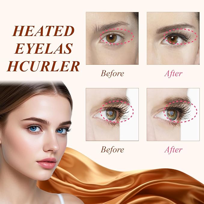 Heated Eyelash Curlers - Electric Eyelash Curler Quick Natural Curling for Long Lasting, USB Rechargeable Heated Eye Lash Curler for Women Makeup Tools (Pink)