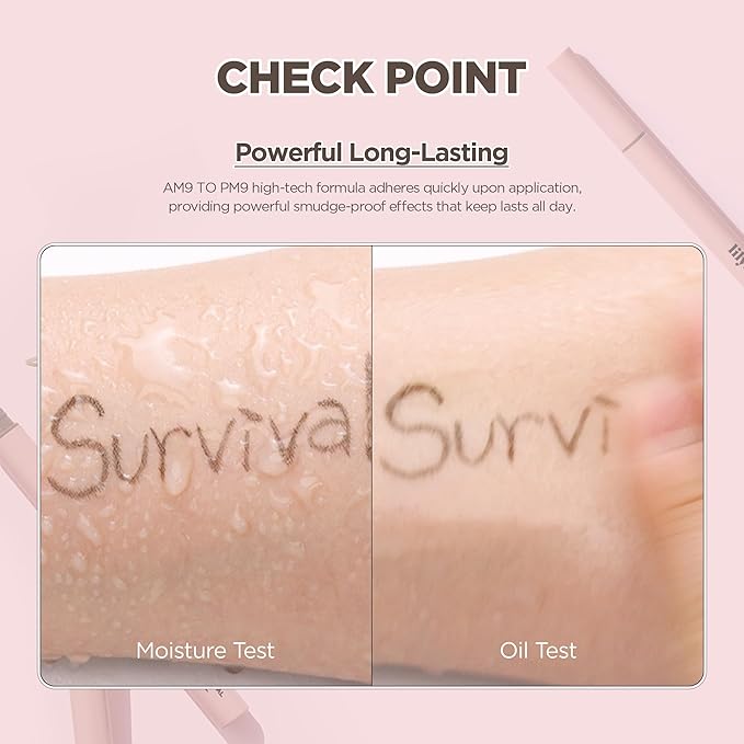 lilybyred AM9 to PM9 Survival Penliner Natural | Korean Soft Ash Tone Liquid Eyeliner, 0.1mm Ultra-Fine Brush, Quick-Dry, Smudge-Proof, Layerable Ash Pigment, Buildable Color, 0.035 oz. (02 Ash Brown)